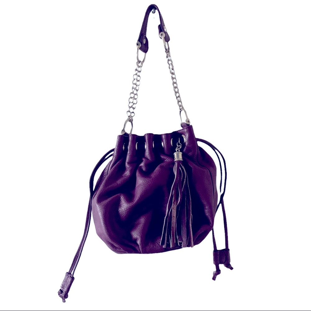 Purple Genuine Leather bucket bag